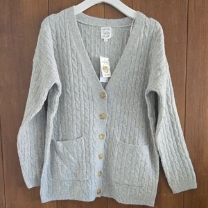 Hippie Rose Light Gray Cable Knit Cardigan